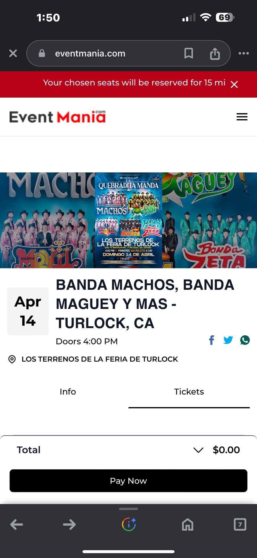 Banda Machos 4 Tickets For Today 4/14/24