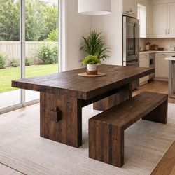 West Elm Rustic Dining Table & Bench