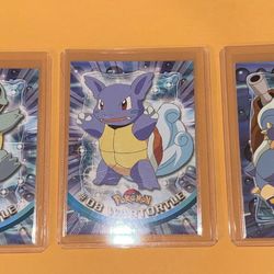 Pokemon Topps 1999 #07 Squirtle #08 Wartortle #09 Blastoise (Non Foil)