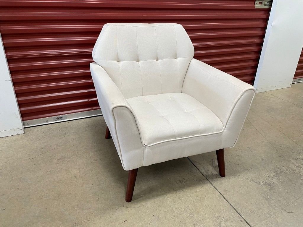 Beige Linen Blend Upholstered Armchair
