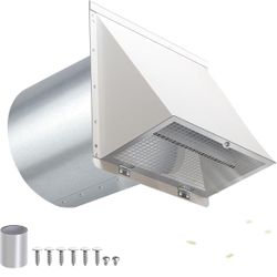 6 Inch Hooded Wall Vent with Screen and Damper,6 Inch Exhaust Vent Cover Cap for Outdoor Kitchen Range Hood Dryer Ventilation,Outside Wall Moun=Z2-531