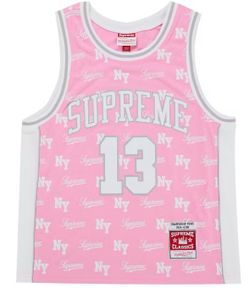 Supreme x Mitchell & Ness Monogram Basketball Jersey & Shorts 'Pink' from the Spring/Summer 2026 collection