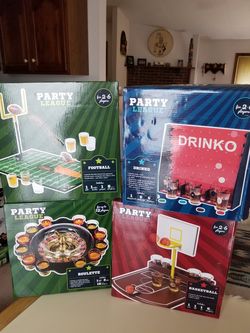 4 NEW IN BOX PARTY LEAGUE DRINKING GAMES. PICK UP MIDDLEBORO ONLY