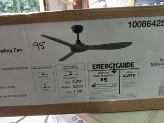 Home Decorators tager 52" indoor / outdoor ceiling fan in matte black with remote (amexa and google compatible)