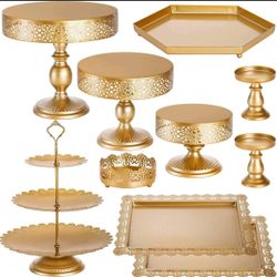 Gold 10-Pieces Cake Stands