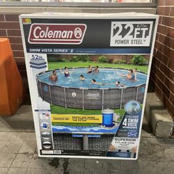 Coleman Power Steel Frame Swim Vista Series ll 22ft x 52in Round Pool w/ Filter, Pump and Cover