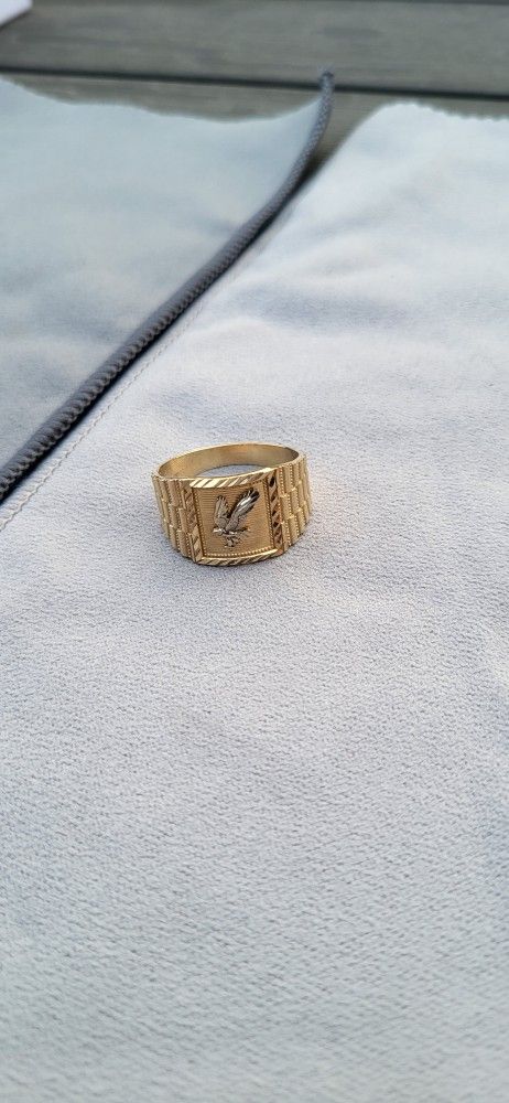 14k Solid Gold Eagle Ring