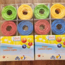 2 Boxes Of Paper Lantern String Lights - 20 Lights Per String, NIB. Patio, Yard, Camping Lights