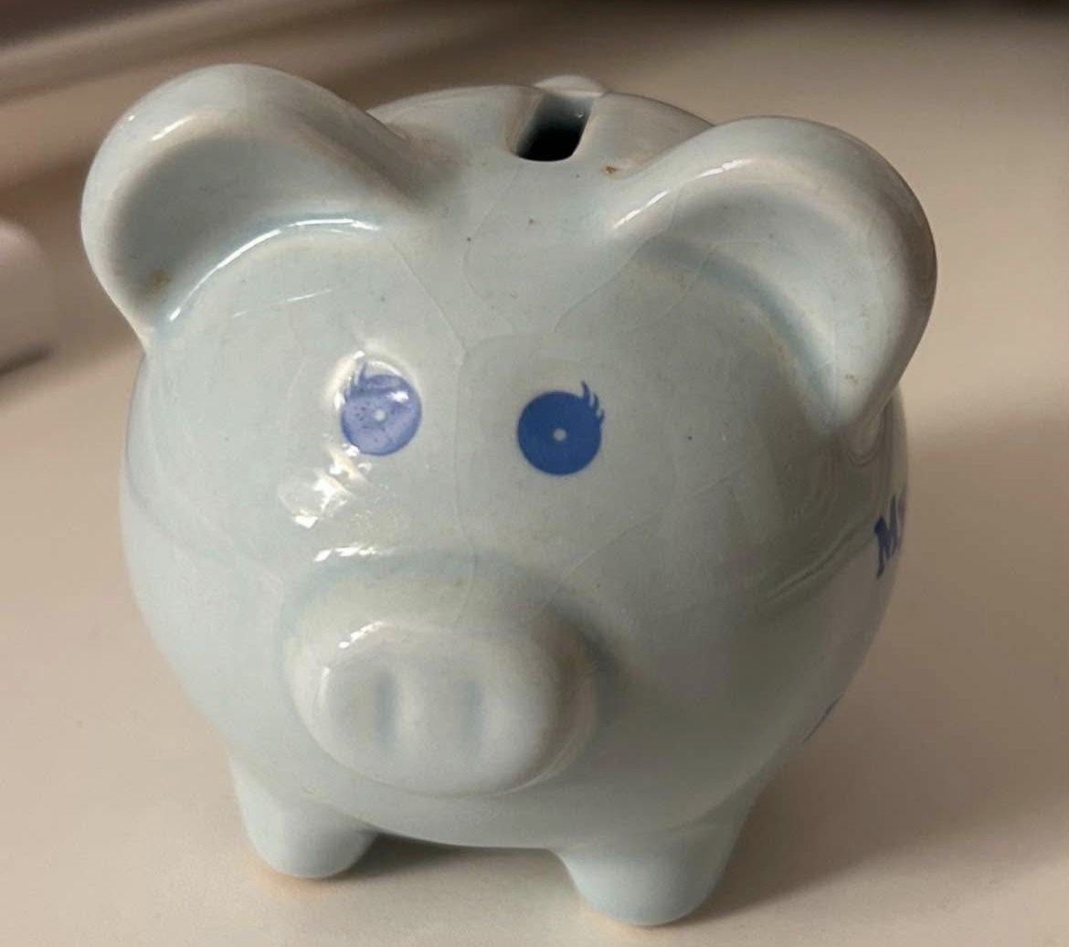 Ceramic Tiny Blue Piggy Bank