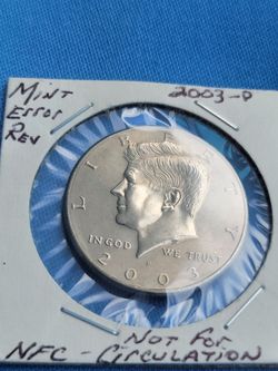 2003 P JFK Half-dollar, AU, Both Sides=Striking Lamination Error