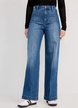 High-Waist Wide-Leg Blue Jeans