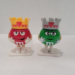 Valentines M&M's Red & Green Figures With Crowns ~ M&M, Mars Inc, M&Ms, M & M