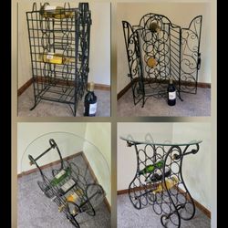 🍾🍷🍺 2 Wine  Racks:  1. Thick beveled   Glass Top  Table w/Beverage Rack $175;    OR  2. Wrought Iron Wine Rack with door $85 Holmdel nj