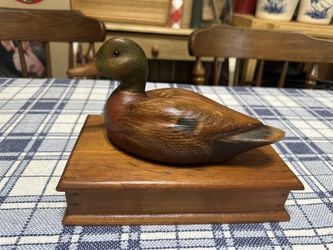 Vintage Hand Carved Wooden Duck Decoy Trinket Box