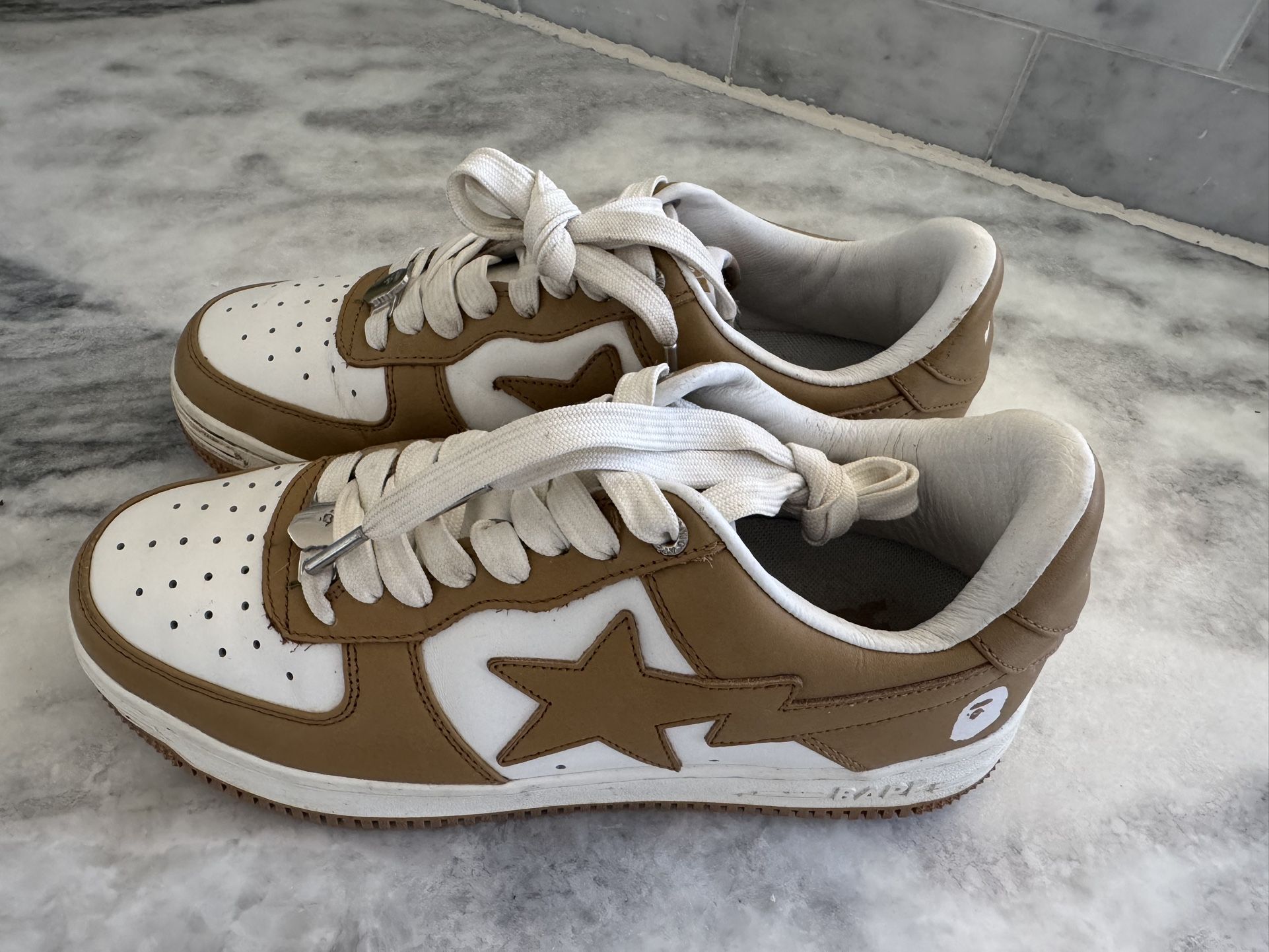 Bape Nike Dunks Beige And White Size 8