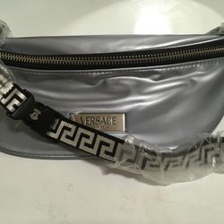 VERSACE METALLIC SILVER WAIST BAG