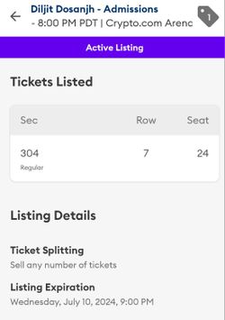 Diljit Ticket