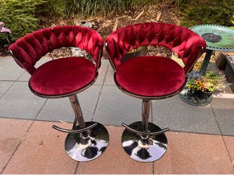 BEAUTIFUL Red Velvet swivel bar chairs