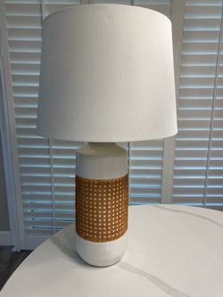 Serena and Lily Round Hill Cane Table Lamp - Coastal