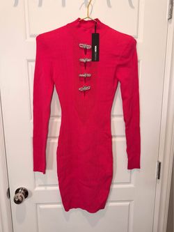 New Pink Rhinestone Bow Mini Dress - new w tags medium