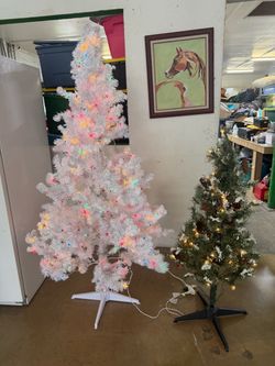 White Artificial Christmas Tree with Multicolor Lights