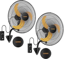 2pcs 18 Inch Wall Mount Fan Oscillating, 600D Oxford Cover & Wired Remote Extended 3.3ft Wired Remo