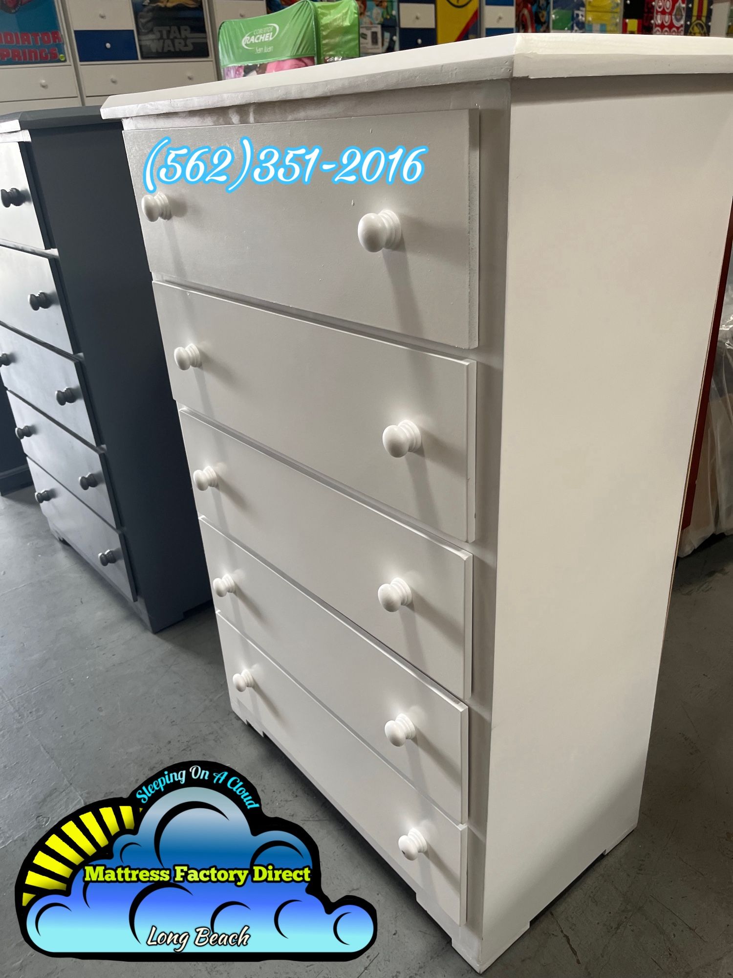 White Jumbo 2 Knob Dresser Blanco Chest Cajonera Nueva