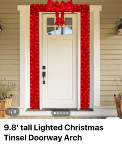 9.8’ tall Lighted Christmas Tinsel Doorway Arch