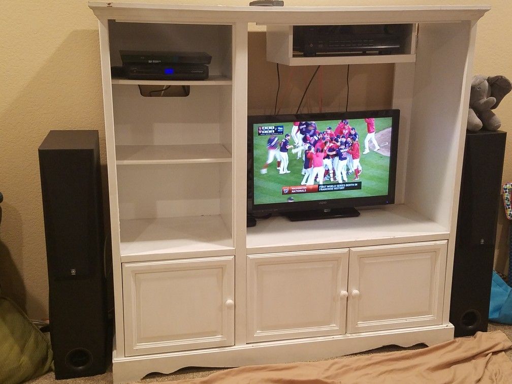 White TV Stand/Entertainment Center/Shelving