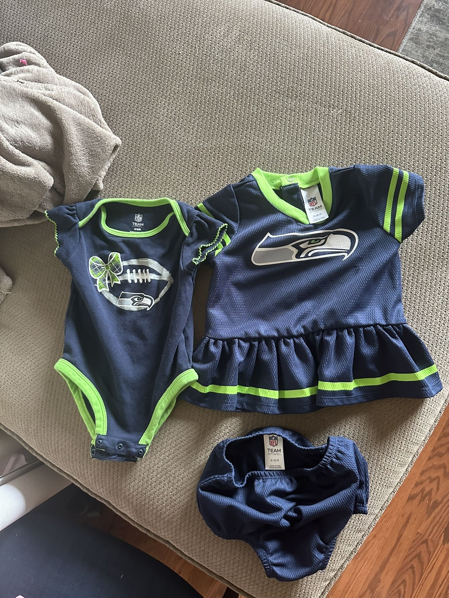 Baby Girl Seahawks Cheer Dress with Bloomers and Onesie