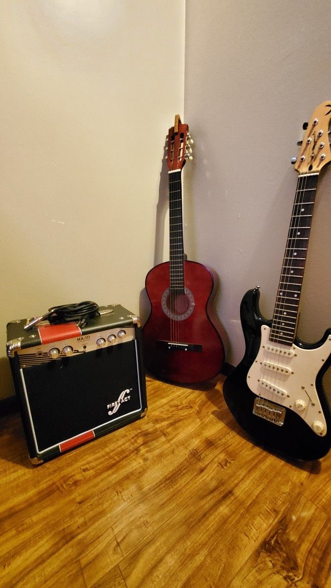 Electric Guitar. Acoustic Guitar. Guitar Amp