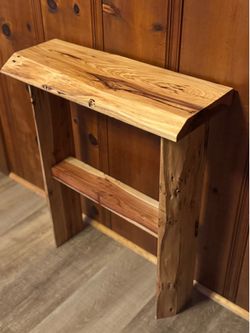 Handcrafted Solid Redwood Accent Table / Plant Stand – One-of-a-Kind