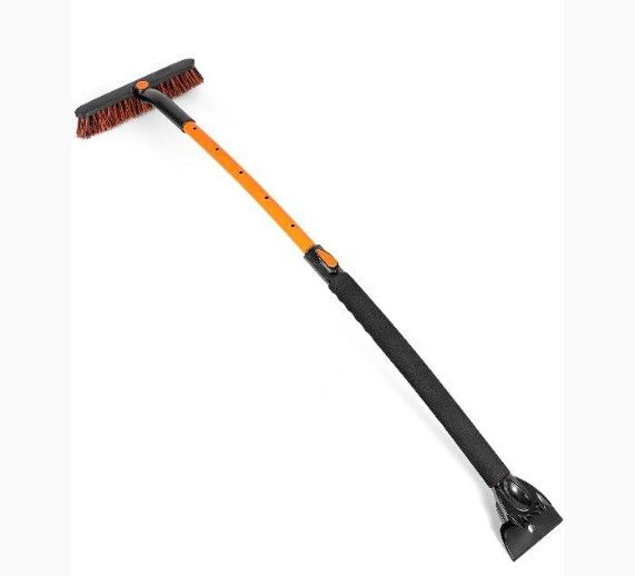 BIRDROCK HOME 50 Extendable Snow Brush with Ice Scraper for Car 11 Wide Bristle Brush $20