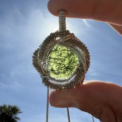 Genuine Moldavite Pendant – High Quality Wire Wrapped (Vortex)