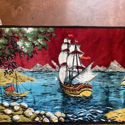 Vintage Ship Tapestry Made In Italy
