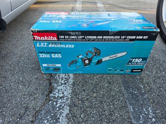 MAKITA 18V x2 (36v) LXT LITHIUM ION BRUSHLESS CORDLESS 16" CHAINSAW KIT (BRAND NEW )