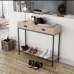 41.33'' Console Table Modern Light Wood Console Table with Drawer, Entryway Table