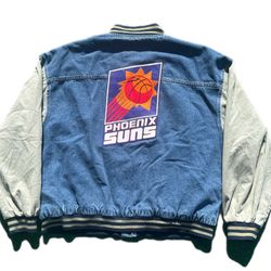 Vintage 90s Phoenix Suns Starter Via Sport Denim Jacket Size XL