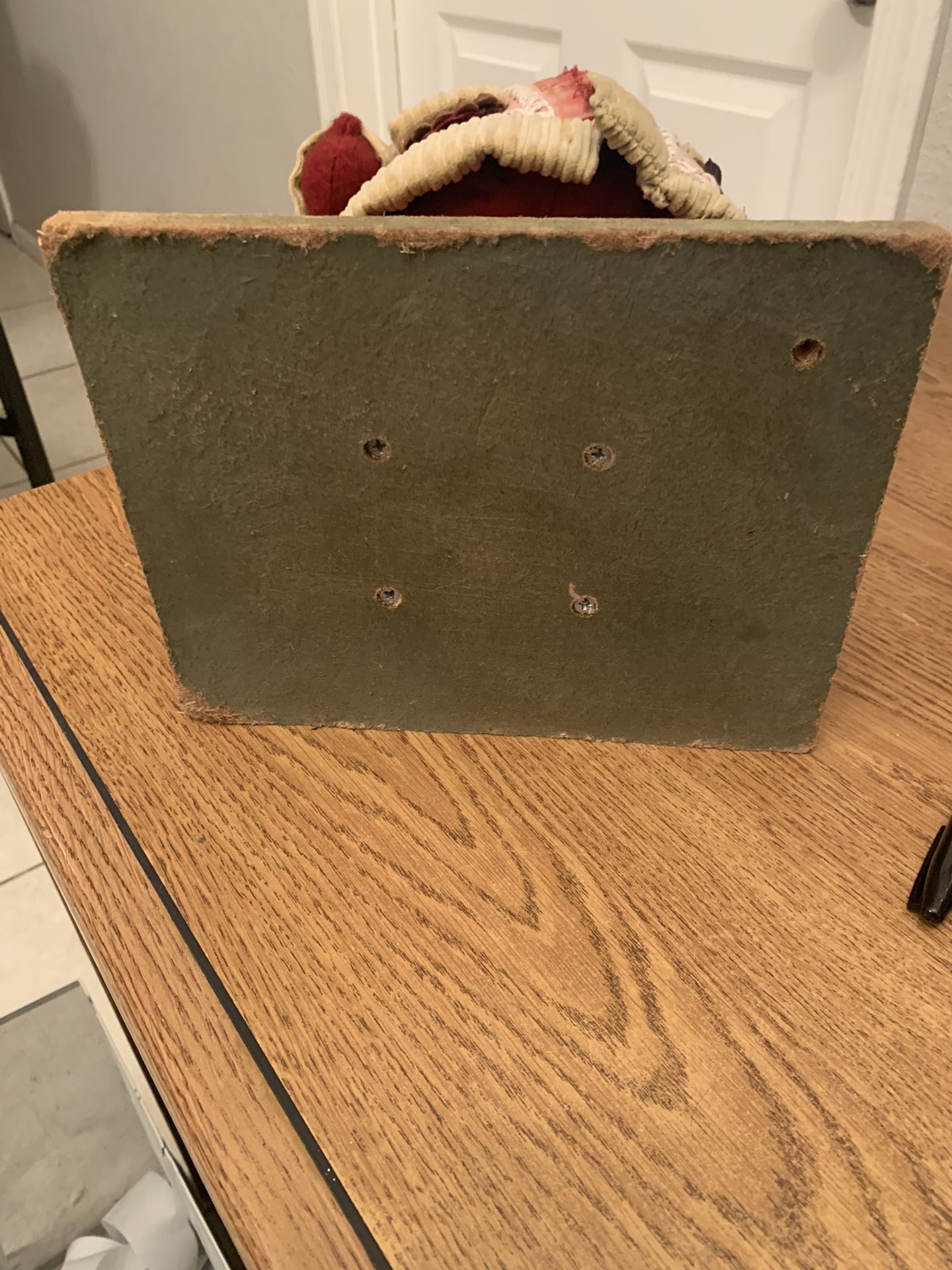 Unique Vintage 20" Carved Resin Face Santa with Foam Body on Wood Stand Pincone