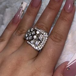 Y2k Rhinestone Belt Buckle Ring 