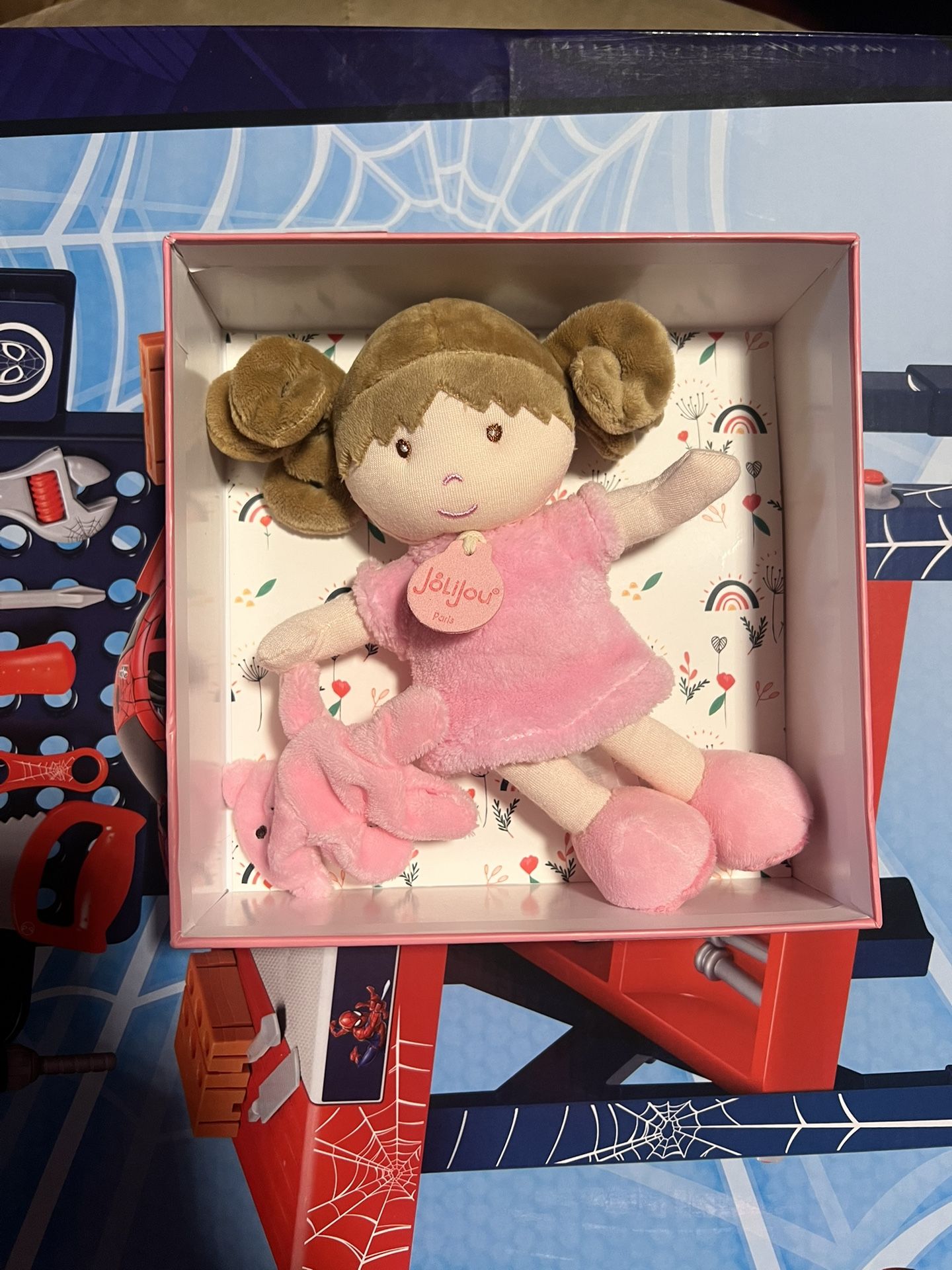 Jolijou Paris Demoiselle Rose My First Doll Pink Dress Lovey Plush 7"