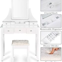 Brand New Vanity Table Set With Chair And Mirror 