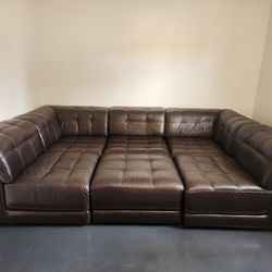 Italian leather sectional sofa 6 pieces modular