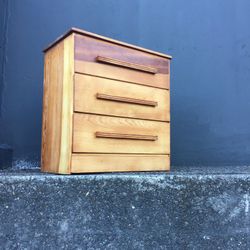 Cute MCM Solid Wood Dresser With Period Wooden Handles, Restored With Love 🖤