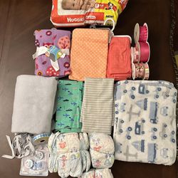 Baby Receiving Blankets, Blankets, Diapers , Ribbons , Favors 