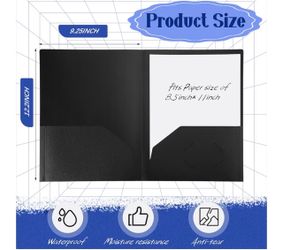 Harlcon 50 Pack Two Pocket Portfolios for Office School Classroom (Black) #officessupplies #school