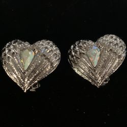 Vtg Kirks Folly Heart Angel Wings Earrings 