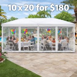 Brand New 10 X 20 Easy Up Canopy With Side Nets For 180
