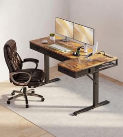 L-Shaped Standing Desk 63" w/ USB & Type-C Charging – Home Office / Gaming – NEW