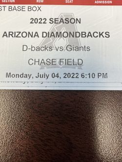 Diamondback Vs Giants July 4th Facevalue 1st Base Box